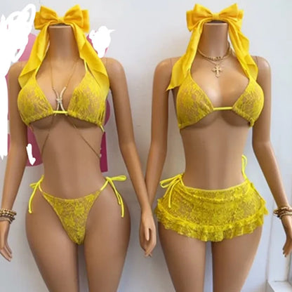 Women's Lace Swimwear Bikini Triangle Tie - Additional View 7