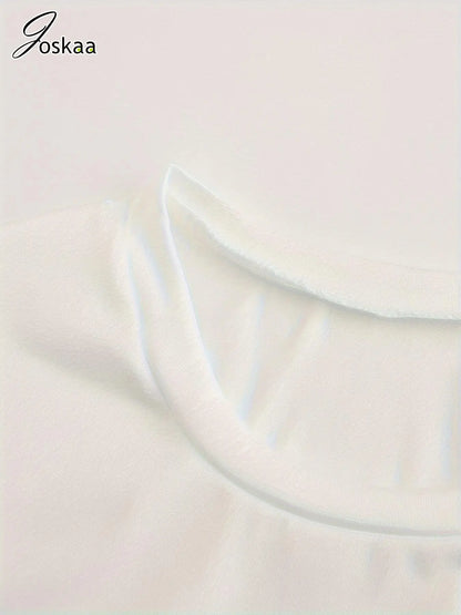 Women's Short Sleeve Aesthetic T-shirts Top White – Side View
