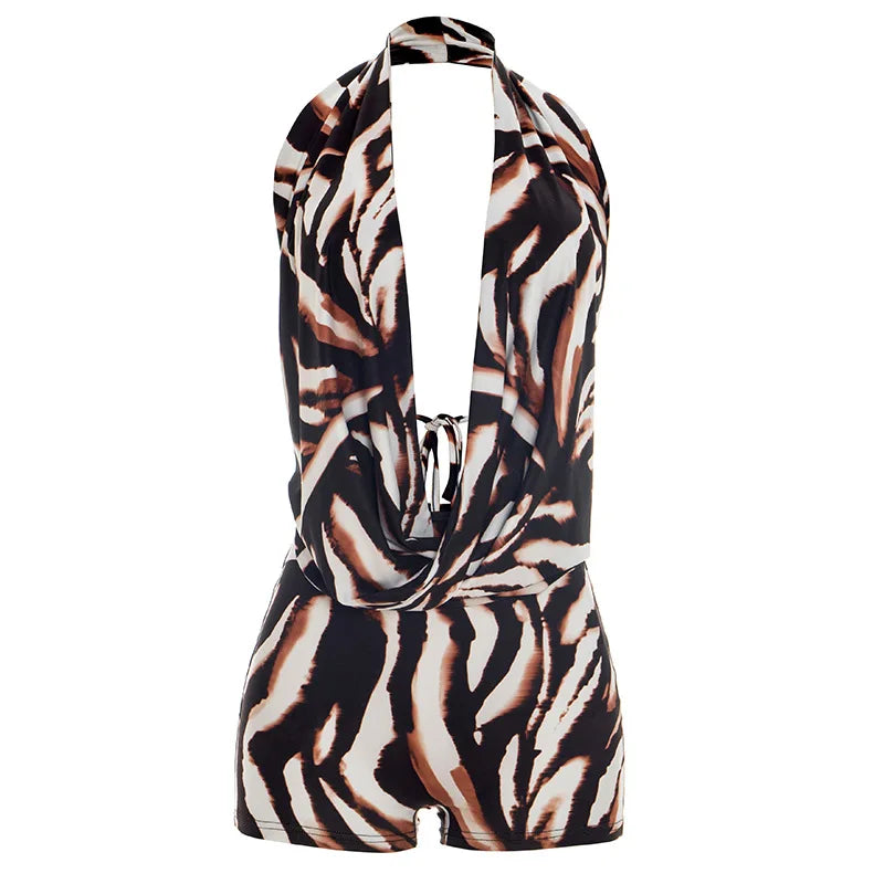 Women's Backless V-neck Halter Two Piece Set - Additional View 7