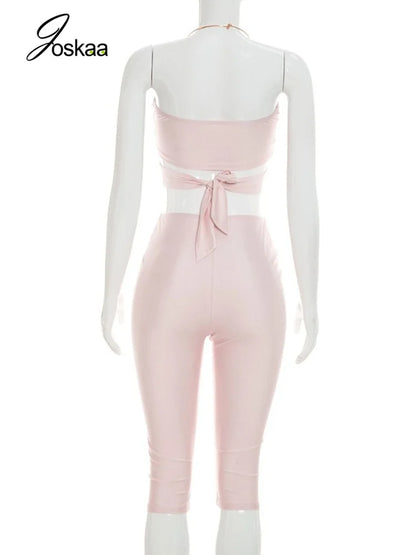 Women's Ruched Cutout Halter Two Piece Set - Detail View