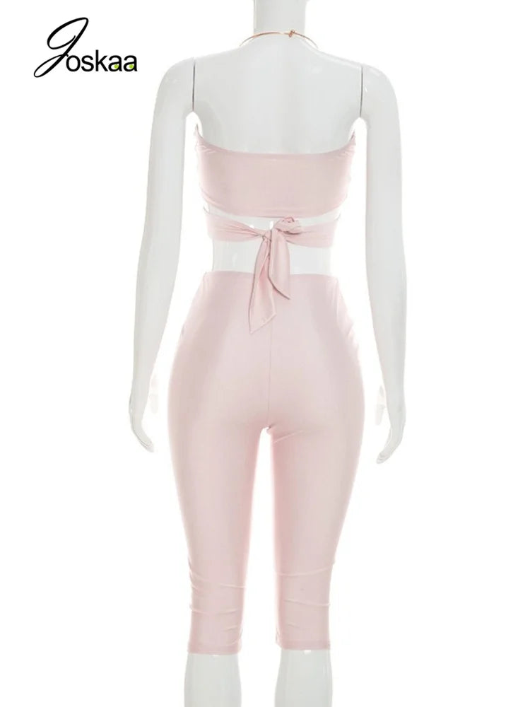 Women's Ruched Cutout Halter Two Piece Set - Detail View