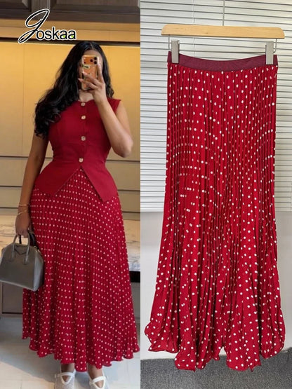 Wholesale Women's Polka Dot Pleated Dots Skirt – Women's Fashion Wholesale – Front View