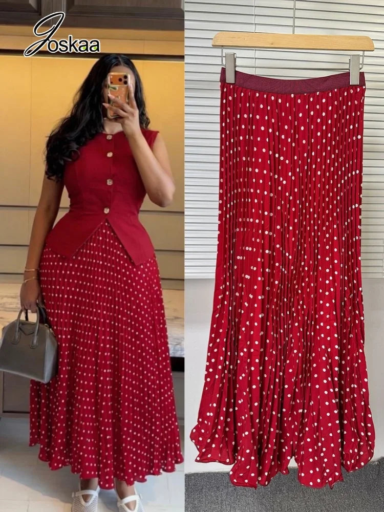 Wholesale Women's Polka Dot Pleated Dots Skirt – Women's Fashion Wholesale – Front View