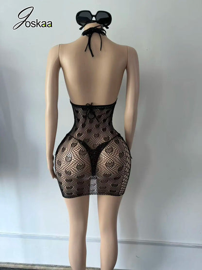 Women's Knit Backless Halter Bodycon Dress 193 – Detail View