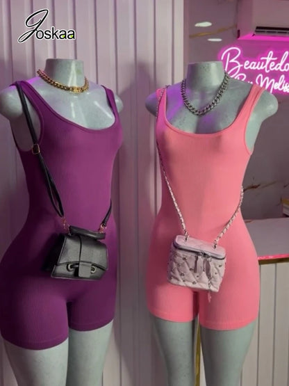 Women's Knit Backless Ribbed Two Piece Set Pink – Front View