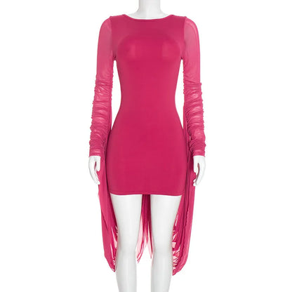 Women's Mesh Backless Long Sleeve Bodycon Mini Dress - Additional View 9
