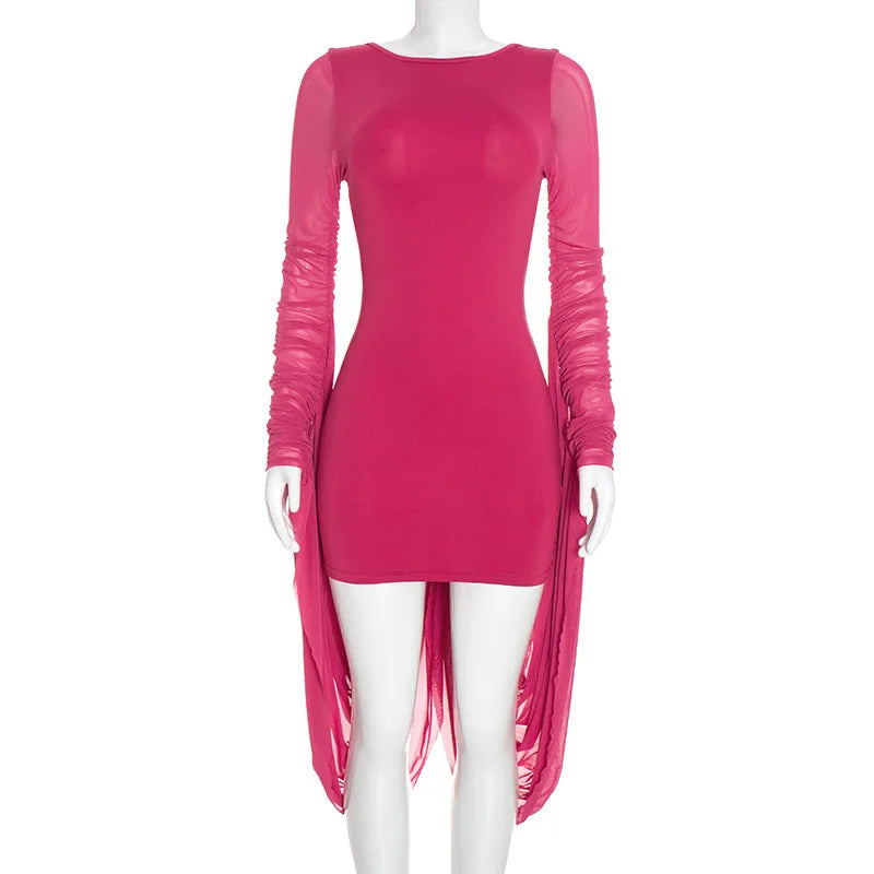 Women's Mesh Backless Long Sleeve Bodycon Mini Dress - Additional View 9