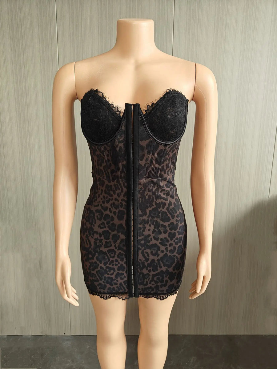 Joskaa Leopard Print Strapless Bodycon Dress - bodycon dress image 2