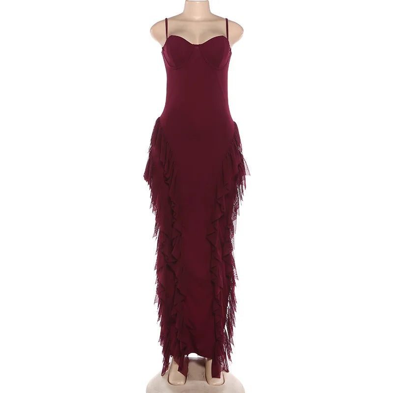 Women's Mesh Sleeveless Bodycon Maxi Dress