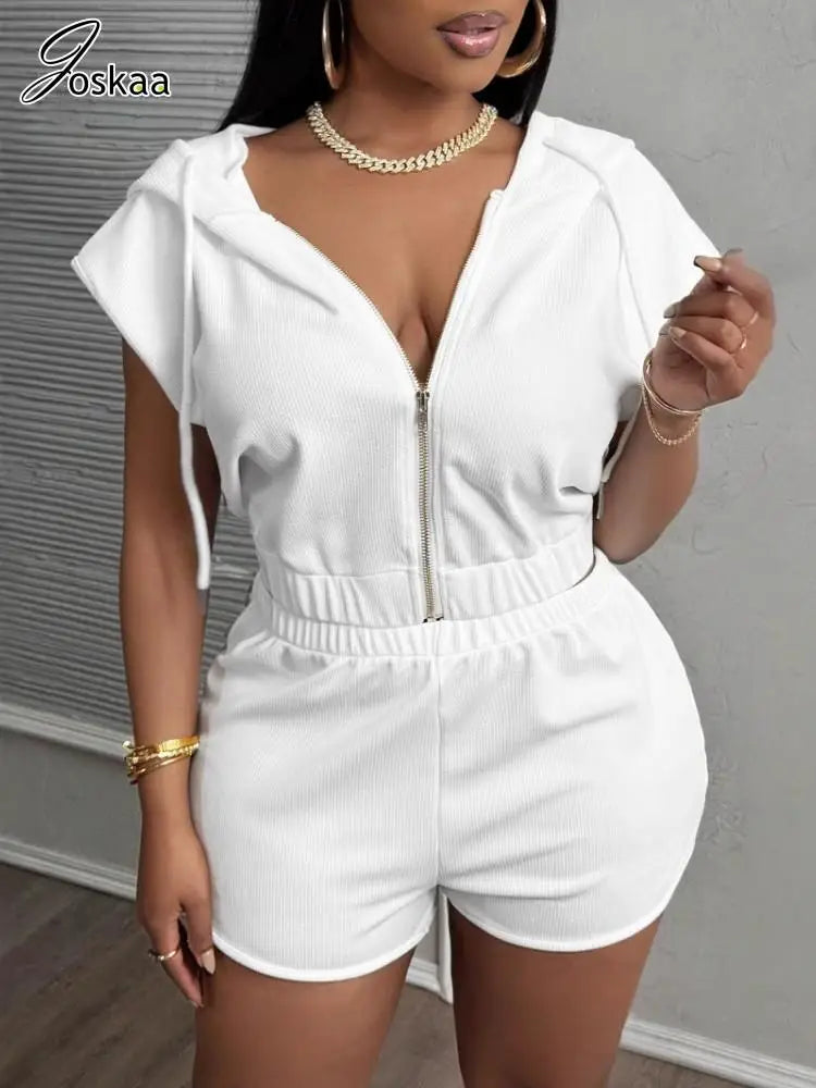 Wholesale Women's Crop Zip Hooded Two Piece Set – Women's Fashion Wholesale – Front View