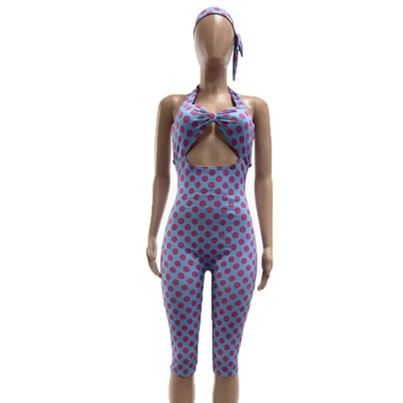 Joskaa Polka Dot Backless Halter Sleeveless Romper - romper image 6