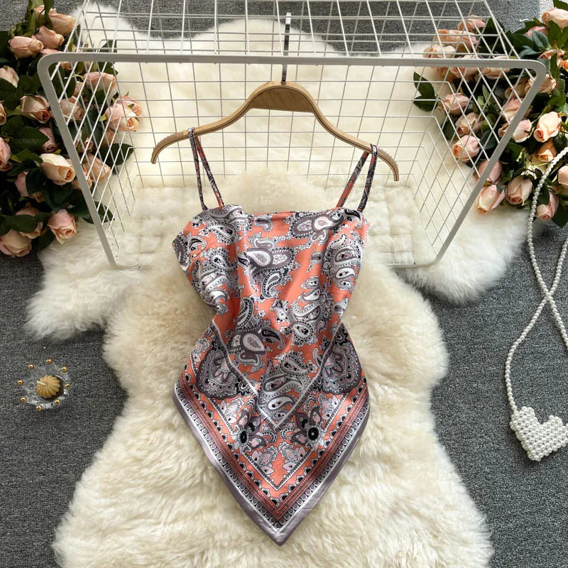 Wholesale Women's Backless Irregular Print Dress