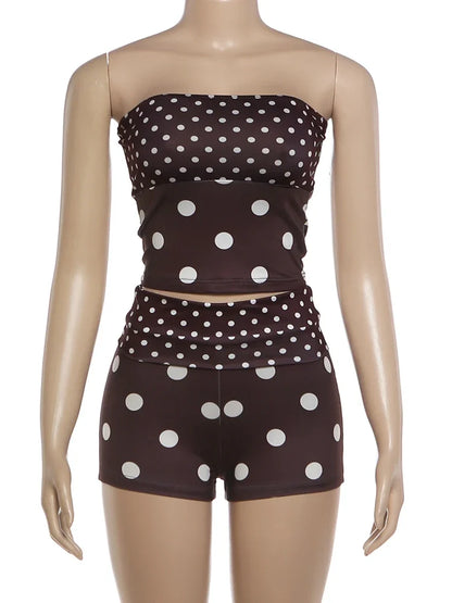 Women's Polka Dot Backless Two Piece Set
