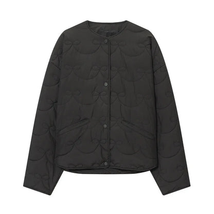 Women's Long Sleeve Bow Detail Round Jacket