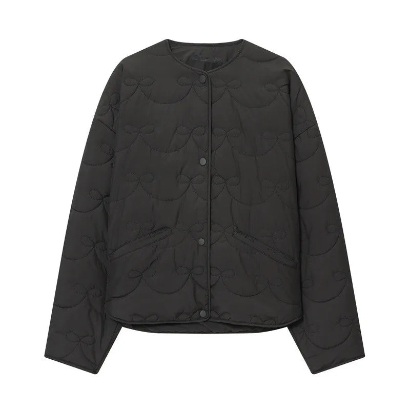 Women's Long Sleeve Bow Detail Round Jacket