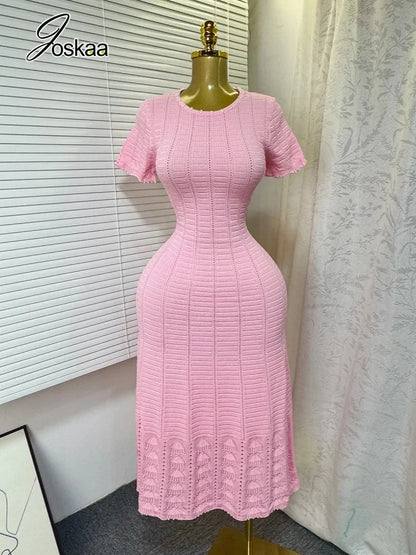 Women's Knit Cutout Short Sleeve Maxi Dress – Women's Fashion Wholesale – Front View