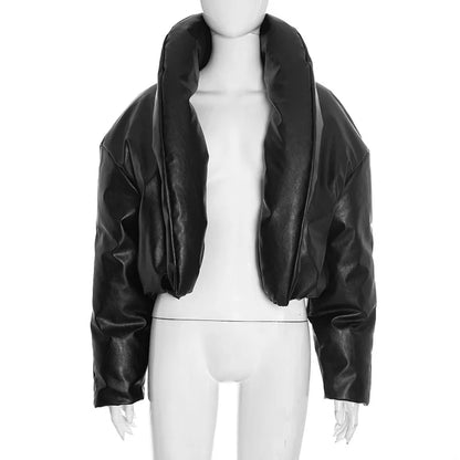 Women's Faux Leather Long Sleeve Crop Jacket