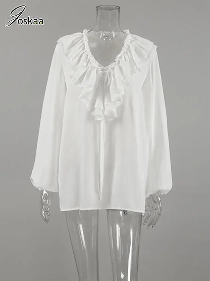Wholesale Women's White Chiffon Blouse Top White – Back View