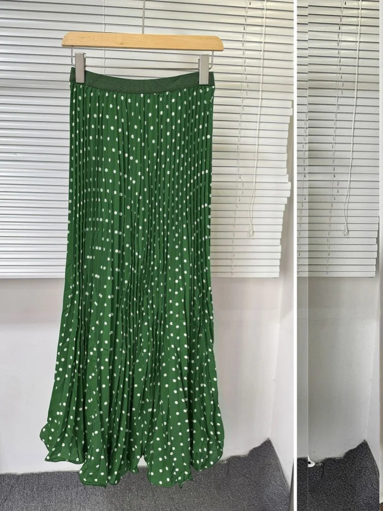 Wholesale Women's Polka Dot Pleated Dots Skirt