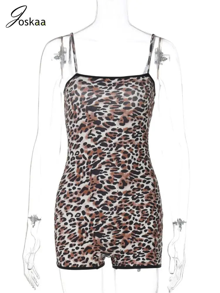 Wholesale Women's Leopard Print Sleeveless Romper Leopard Print – Back View