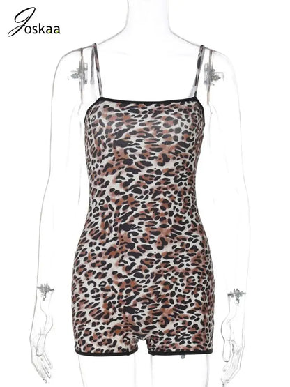 Wholesale Women's Leopard Print Sleeveless Romper Leopard Print – Back View