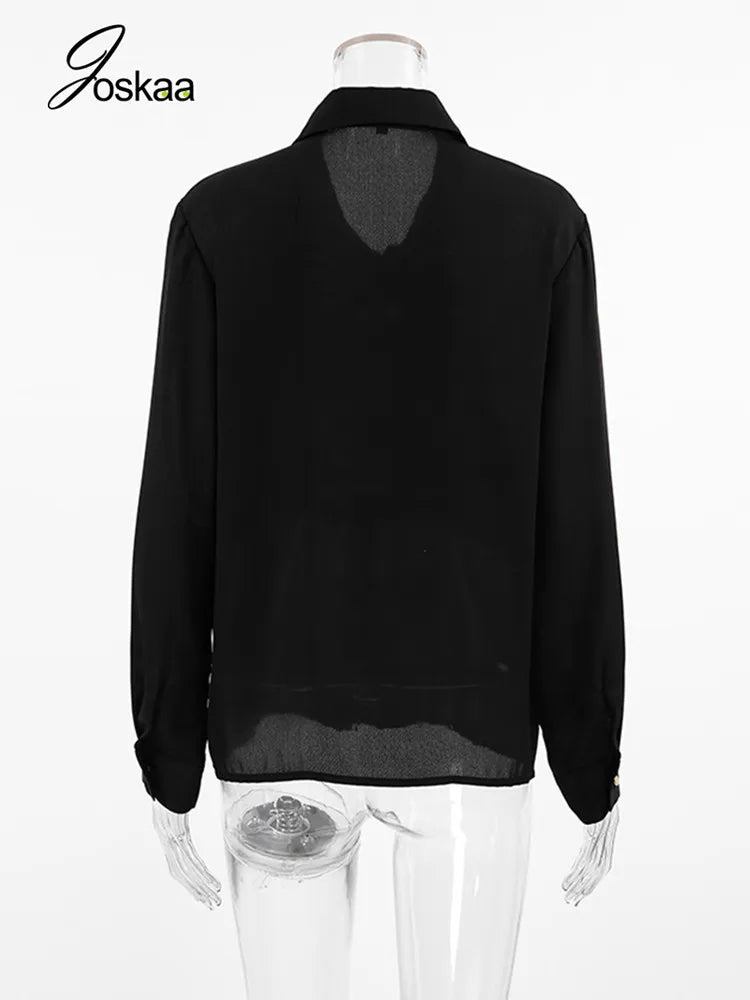 Women's Long Sleeve Pleated Fall Elegant Top White – Detail View