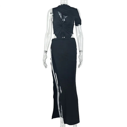 Women's Ruched Cutout Sleeveless Maxi Dress