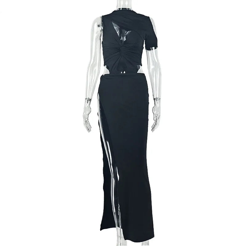 Women's Ruched Cutout Sleeveless Maxi Dress