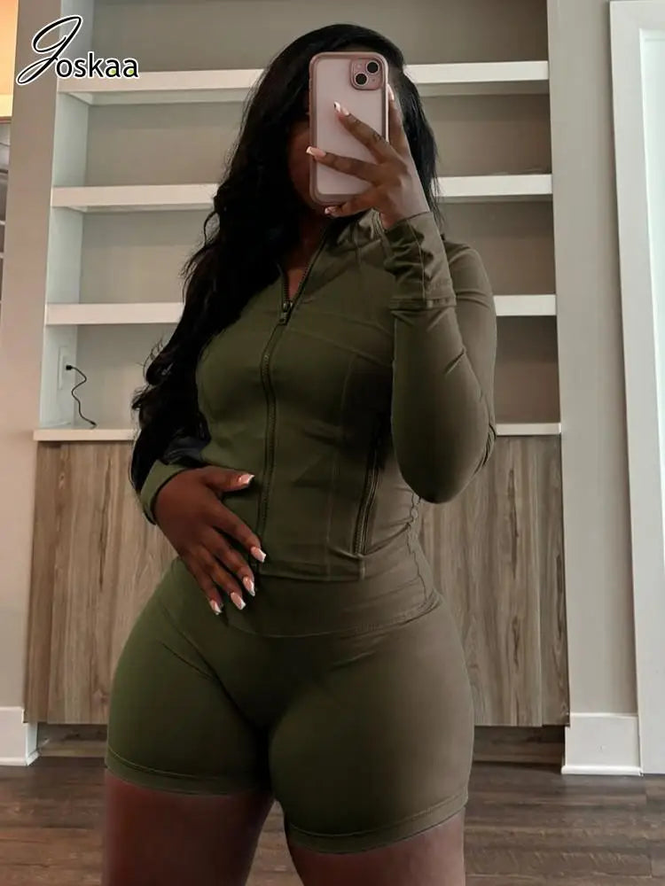 Joskaa Zip Up Long Sleeve Two Piece Set - two piece set image 2