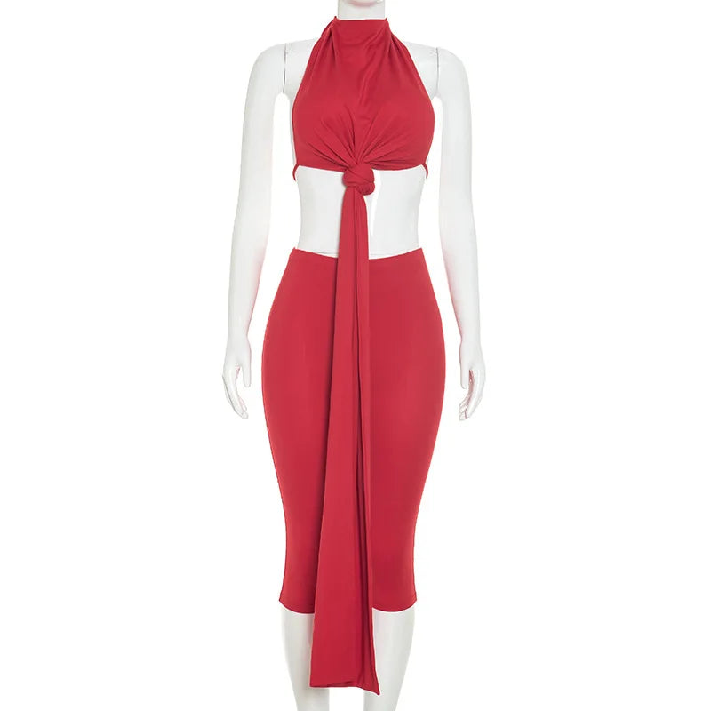 Women's Backless Halter Two Piece Set - Additional View 9