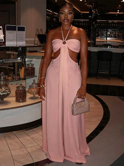 Women's Backless Cutout Halter Bodycon Romper