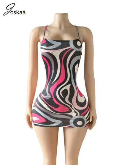Women's Stripe Backless Bodycon Mini Dress Rose Red – Back View