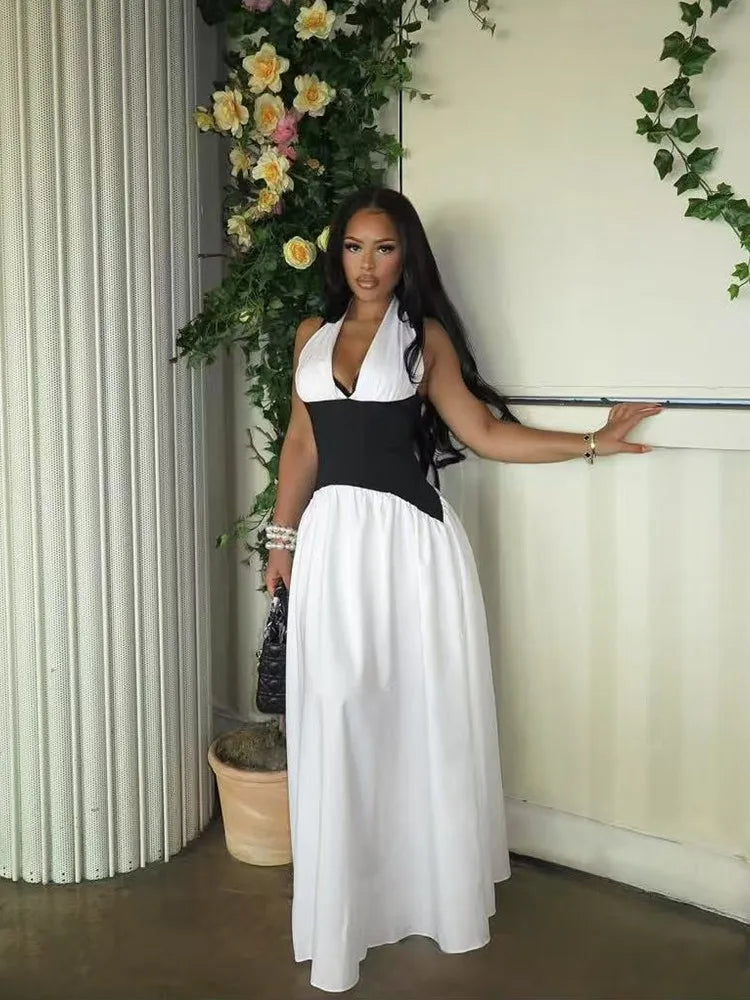 Women's Backless Halter Bodycon Maxi Dress – Women's Fashion Wholesale – Front View
