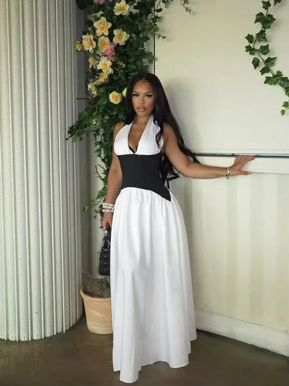 Women's Backless Halter Bodycon Maxi Dress – Women's Fashion Wholesale – Front View