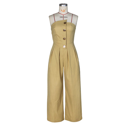 Women's Strapless Flare Wide Leg Elegant Romper