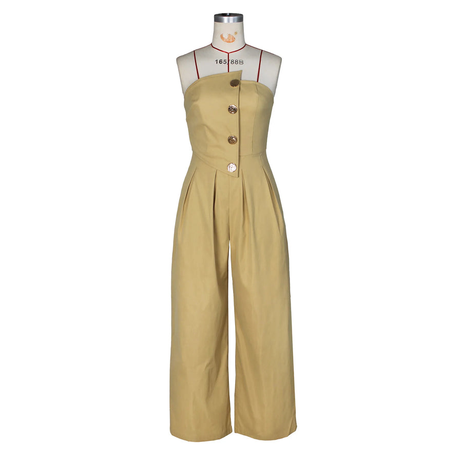 Women's Strapless Flare Wide Leg Elegant Romper