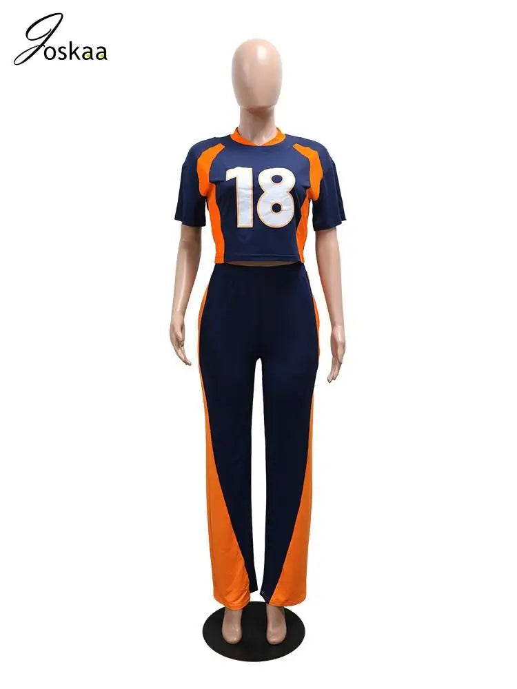 Wholesale Women's Short Sleeve Crop Two Piece Set Purplish Blue – Back View