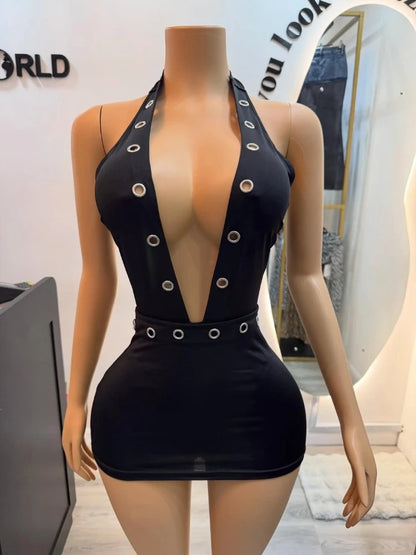 Women's Cutout Halter High Waist Two Piece Set