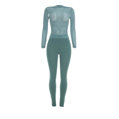 Women's Mesh Long Sleeve High Waist Two Piece Set - Additional View 7