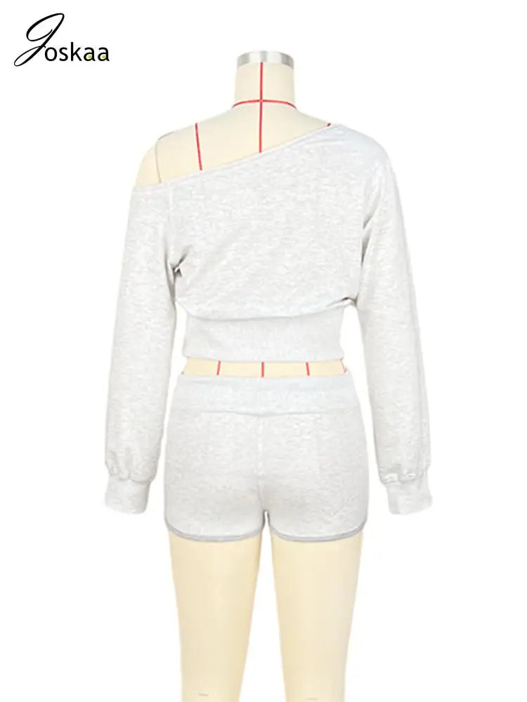 Women's Long Sleeve Fall Patchwork Oblique Two Piece Set Pink – Detail View