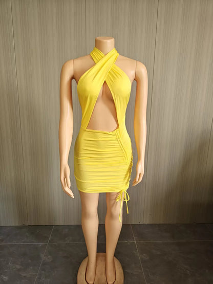 Women's Backless Cutout Halter Mini Dress