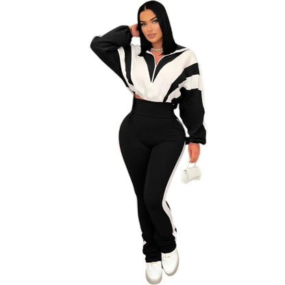 Women's Long Sleeve High Waist Two Piece Set