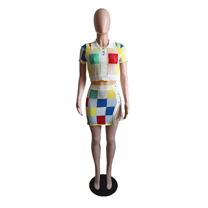 Women's Knit Short Sleeve Mini Two Piece Set