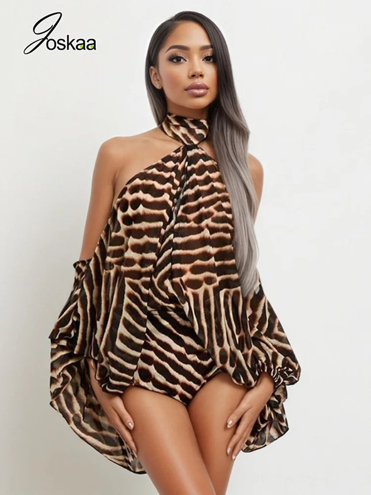 Women's Striped Halter Bodycon Two Piece Set - Side View