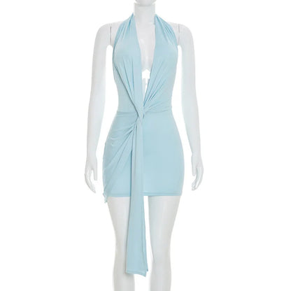 Women's Backless Halter Sleeveless Mini Dress