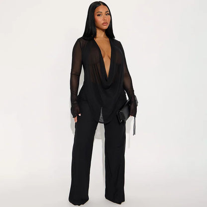 Wholesale Women's Long Sleeve Flare Two Piece Set