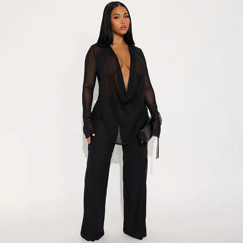 Wholesale Women's Long Sleeve Flare Two Piece Set