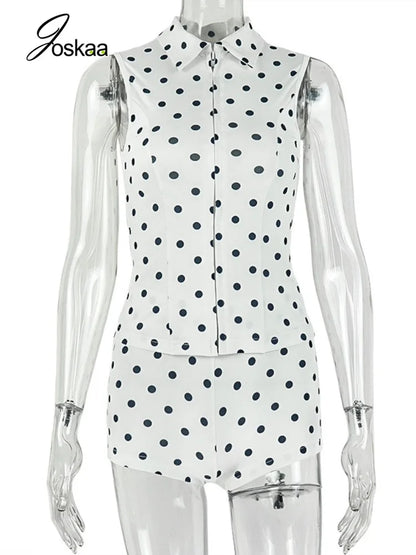 Women's Polka Dot Sleeveless High Waist Two Piece Set Polka Dot – Back View