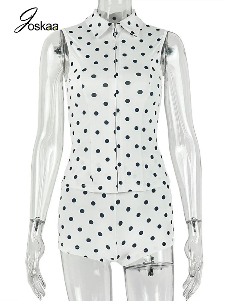 Women's Polka Dot Sleeveless High Waist Two Piece Set Polka Dot – Back View