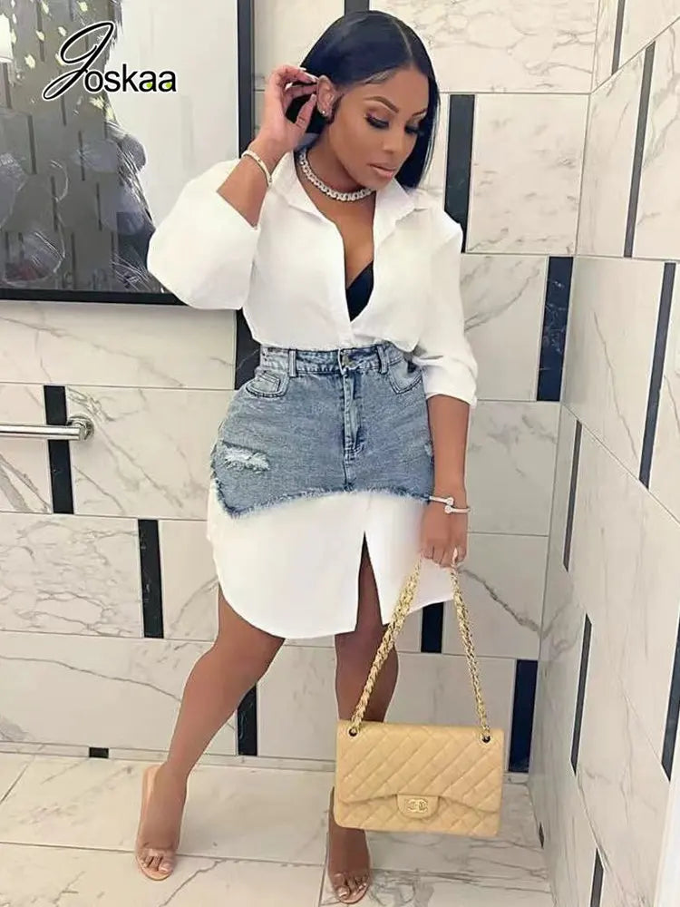 Wholesale Women's Denim Long Sleeve Two Piece Set – Women's Fashion Wholesale – Front View